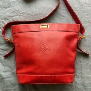 Loewe Anagram Red Leather Crossbody Bag